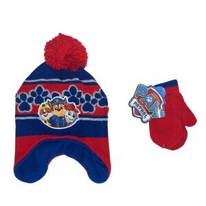 Paw Patrol Kids Beanie Pom Hat with Gloves and Mittens set